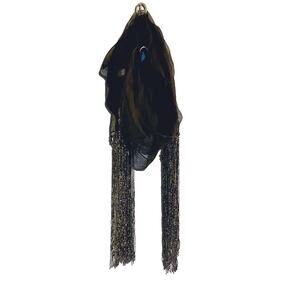 Indian Black & Gold Tassel Scarf Unisex Women's One Size